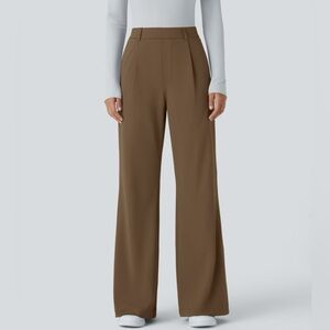 HALARA Flex High Waisted Pocket Work Flare Pants in Sepia Brown - M Tall